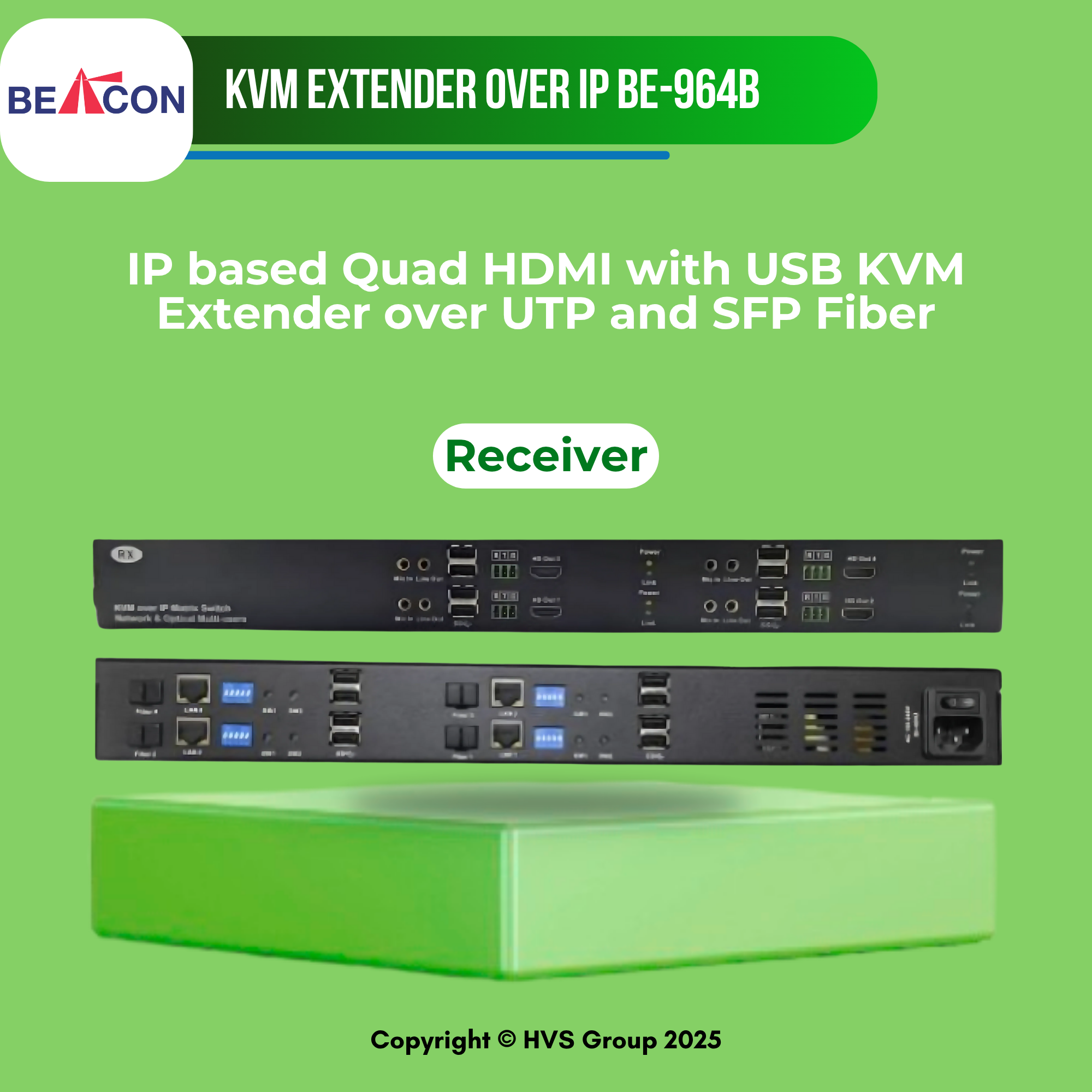 BEACON BE-964b IP based Quad HDMI with USB KVM Extender over UTP and SFP Fiber - Image 3